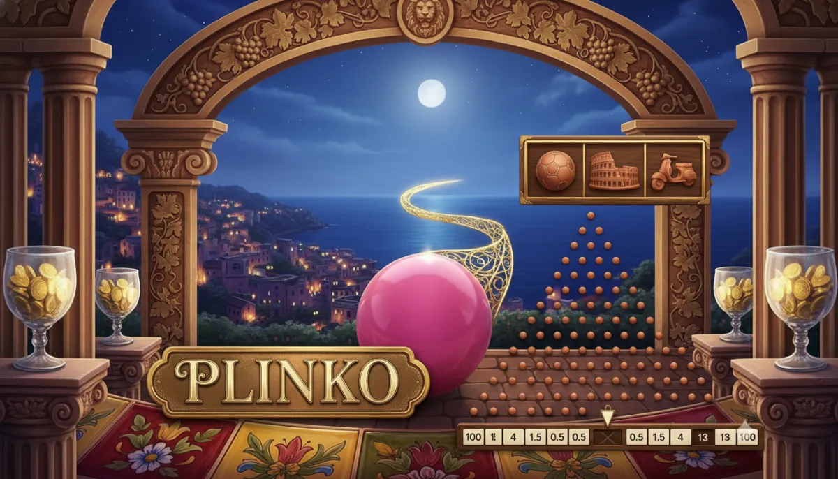 Plinko è un gioco arcade in cui si lancia una palla dalla cima di una piramide